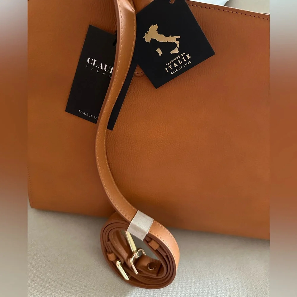 Claudia Firenze Brown Leather Tote Satchel Bag NWT TikTok Viral - Picture 5 of 7